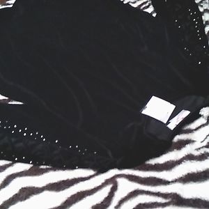 Quacker Factory  Velour  top with Criss Cross and bling on sleeves.  NWT